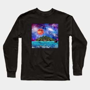 Island Oasis - Cosmic Retreat - Sea Scape Long Sleeve T-Shirt